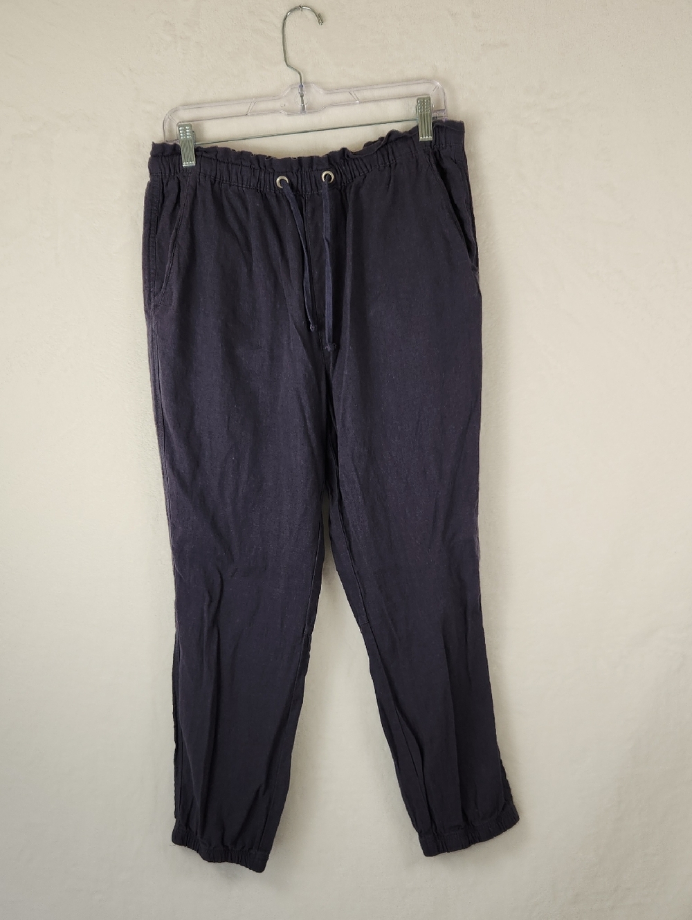 Sanctuary Linen Blend Pull on Jogger Pants Navy Blue Women's Size Medium